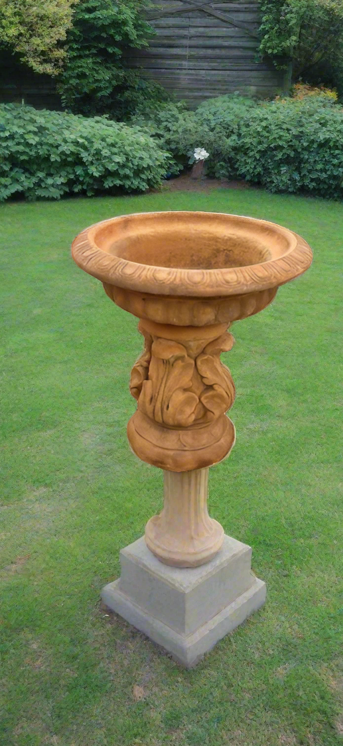 Ornate Floral Pedestal Planter