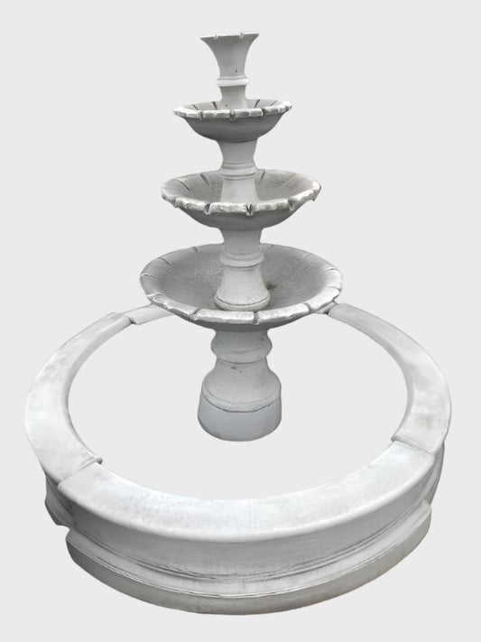 Three-Tier Garden Water Fountain With Pond & Surrounds
