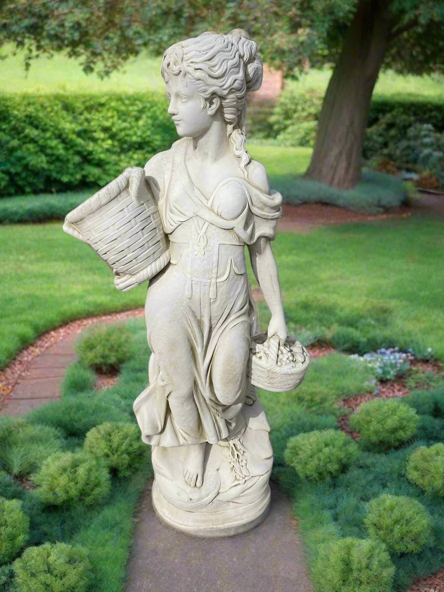 Classical Lady with Basket Garden Statue