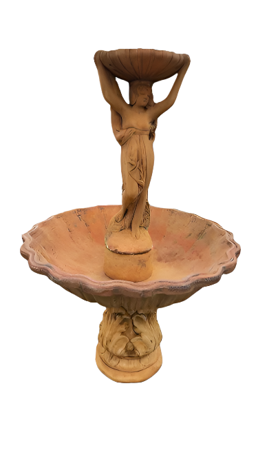 Classical Lady Holding Basin Birdbath Fountain