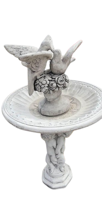 Cherubs and Doves Bird Bath Fountain