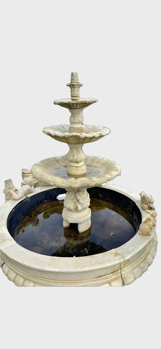 Grand Tiered Garden Fountain with Basin