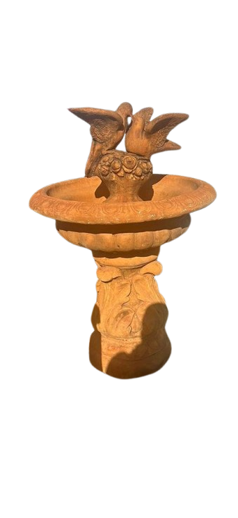 Loving Doves Birdbath Fountain in Rust